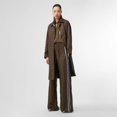 Burberry Monogram Stripe Print Silk Wide-leg Trousers outlook