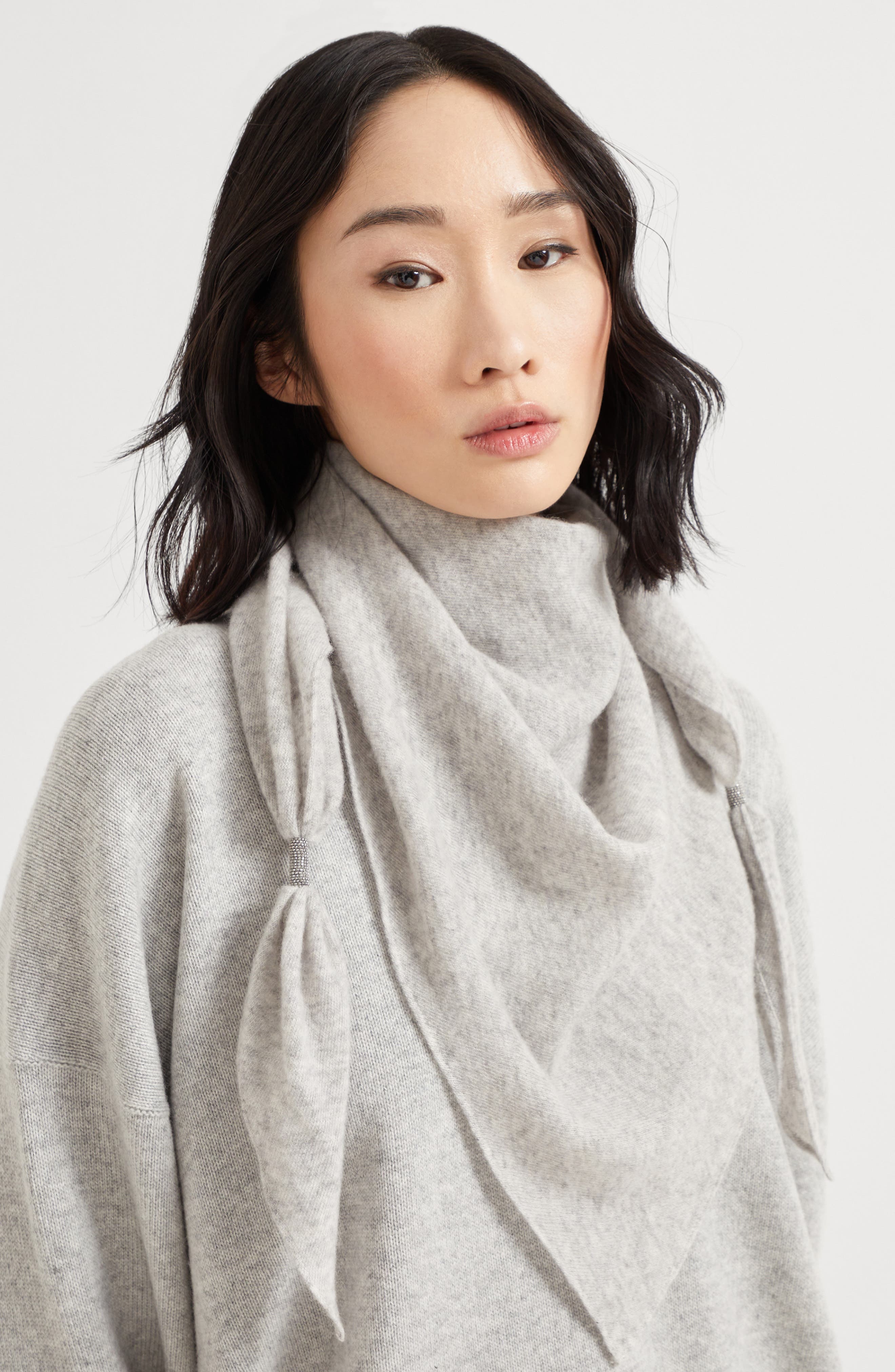 Brunello Cucinelli Scarf with monili in Light Grey at Nordstrom - 4