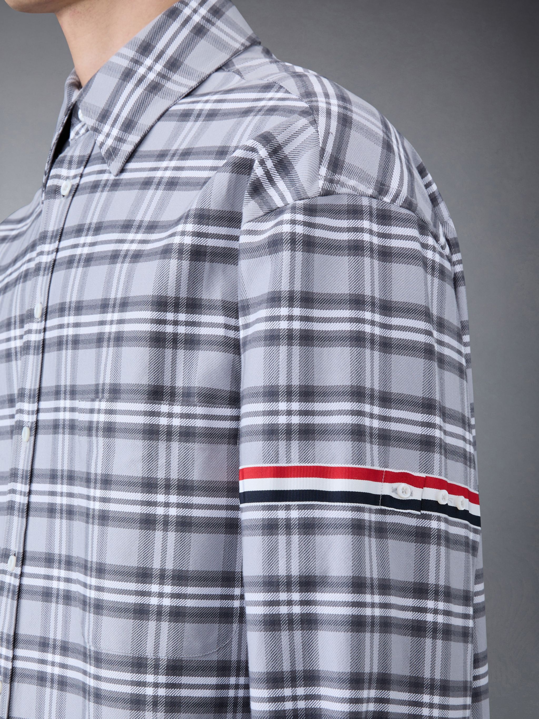 Prince of Wales Check Twill Armband Oversized Shirt - 7