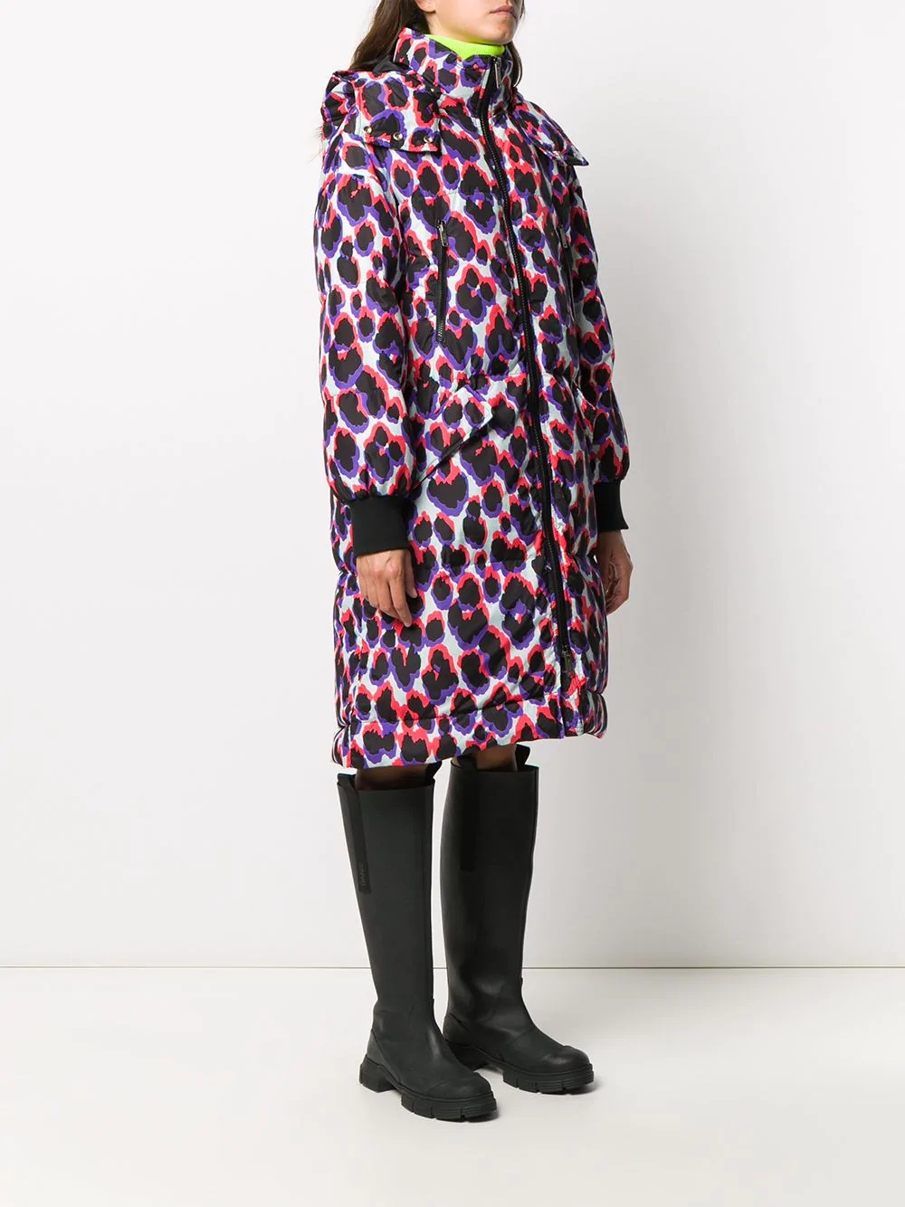 leopard print padded coat - 3