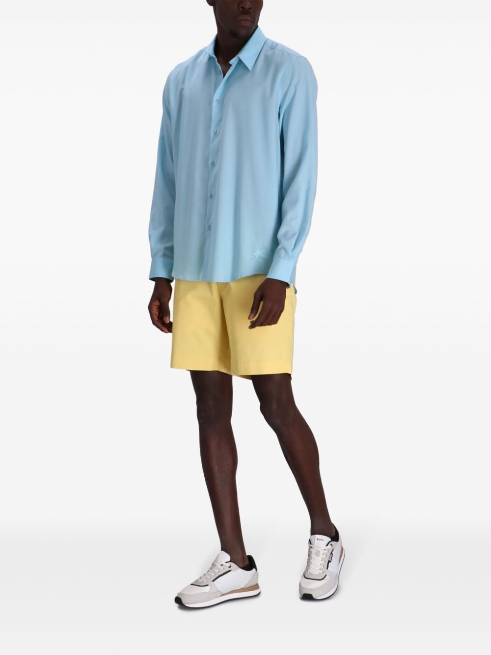embroidered-logo wool shirt - 2
