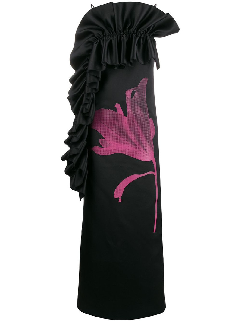 ruffle trim evening dress 1