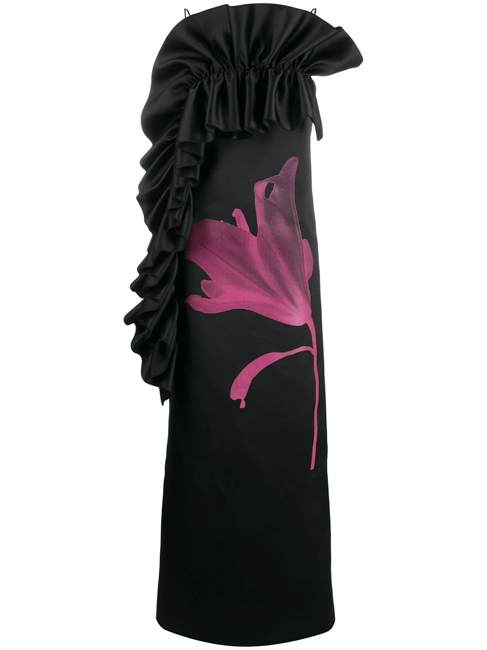 ruffle trim evening dress - 1