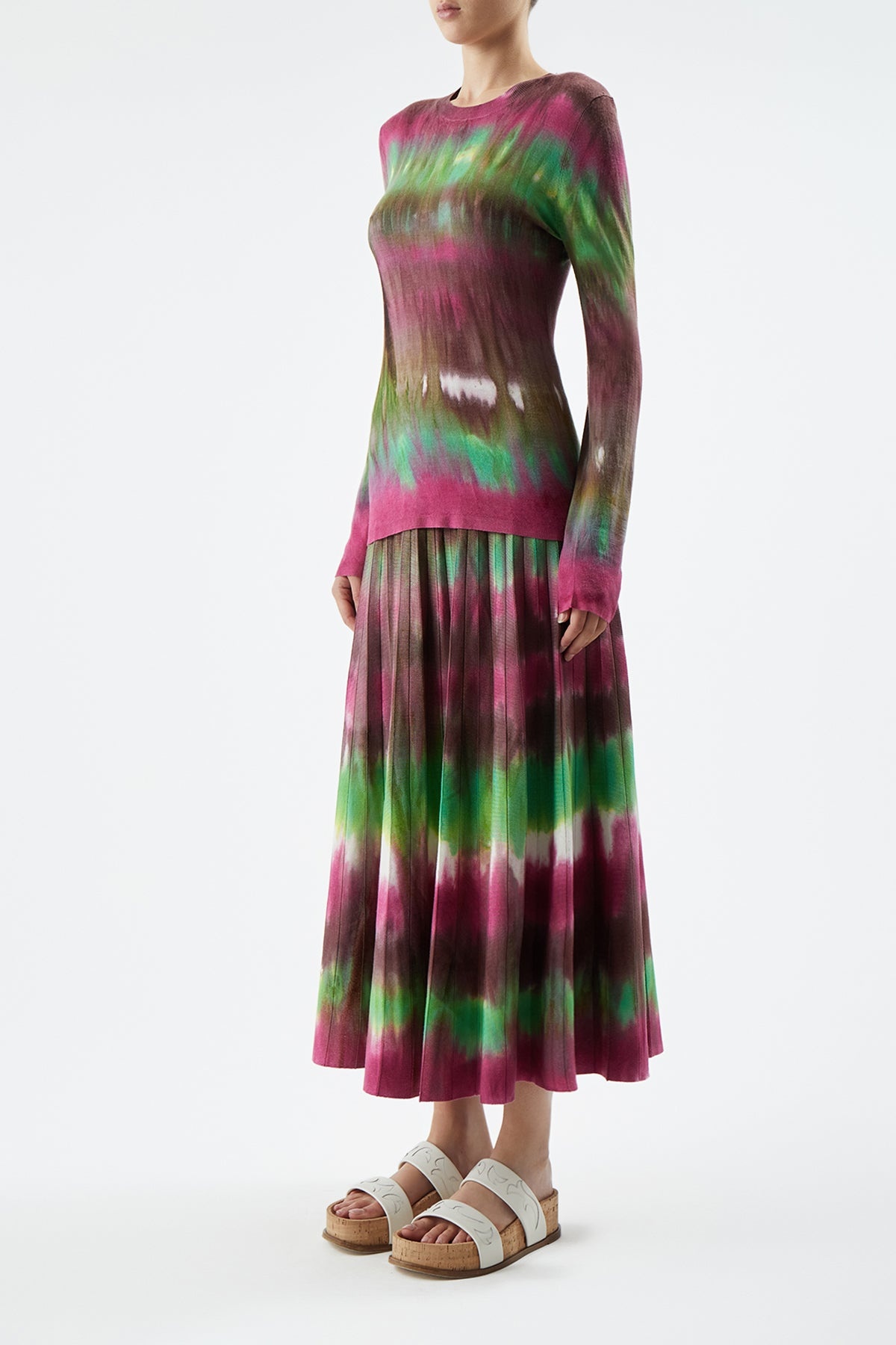 Miller Knit Top in Jewel Tie Dye Cashmere - 3