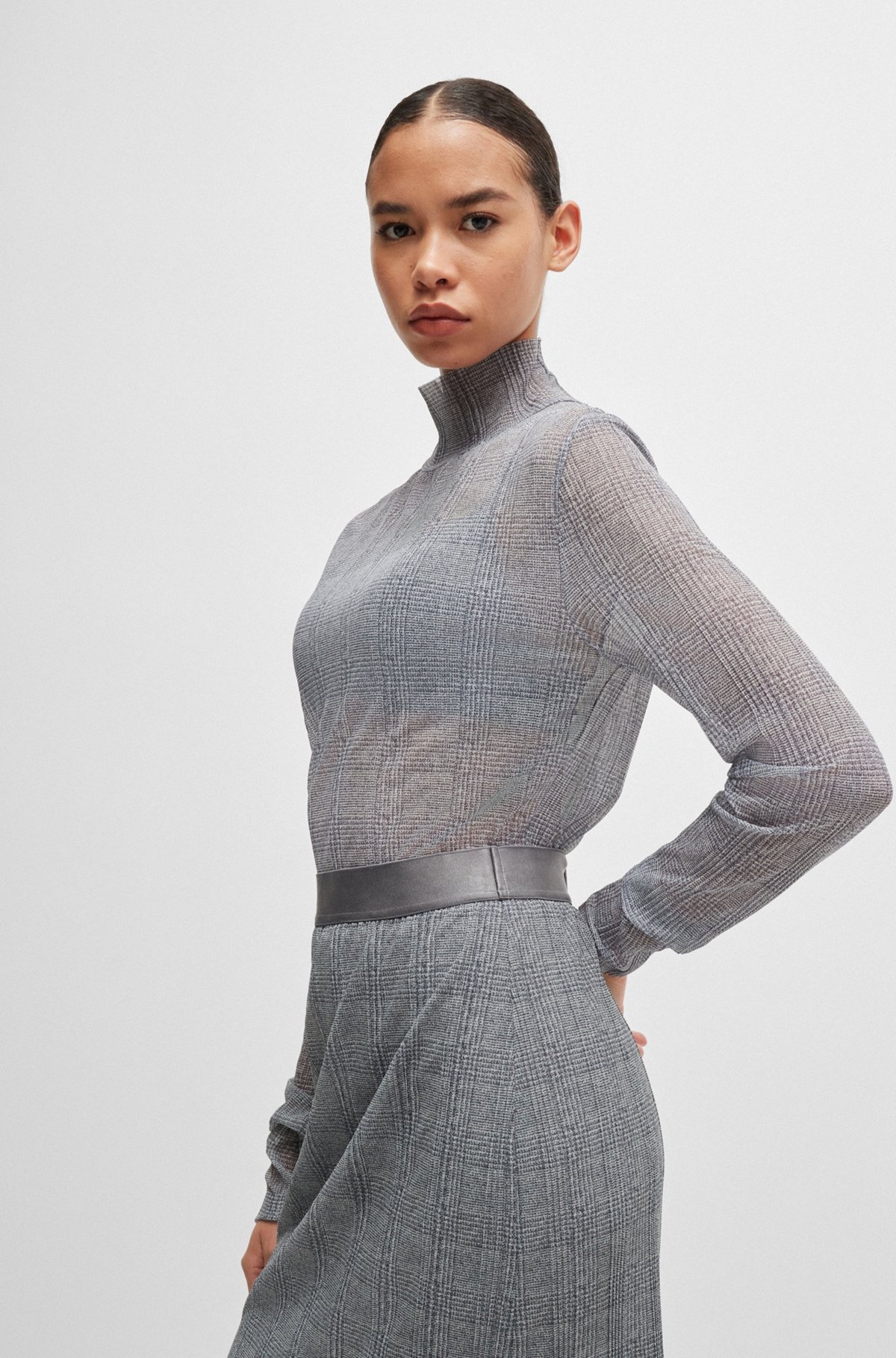STRETCH-TULLE SLIM-FIT SKIRT WITH SEASONAL PRINT - 5