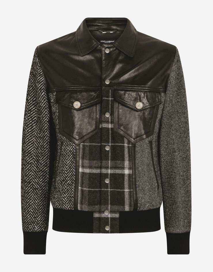 Wool patchwork jacket with leather details - 3