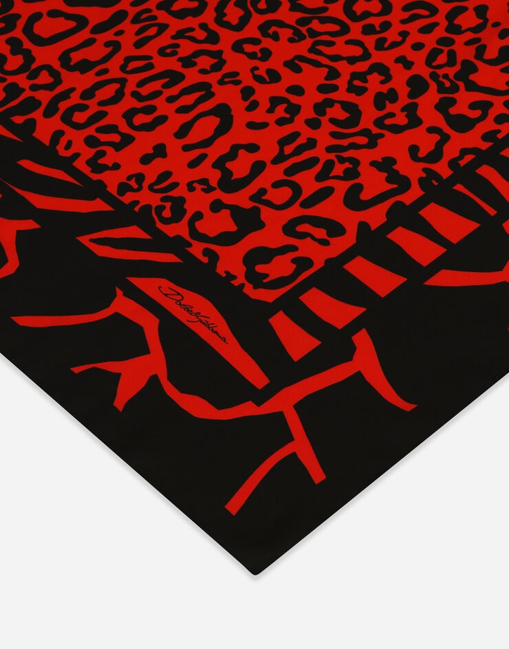 Leopard-print twill scarf (90 x 90) - 2