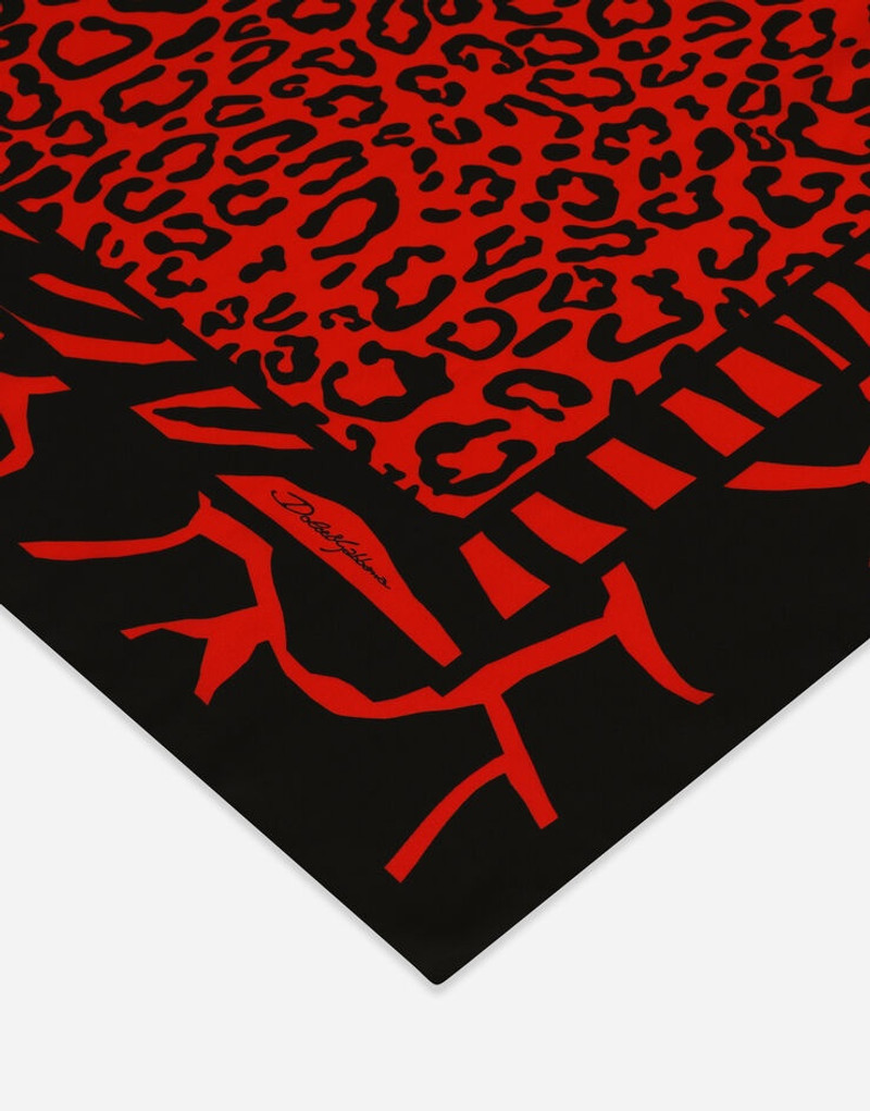 Leopard-print twill scarf (90 x 90) 3