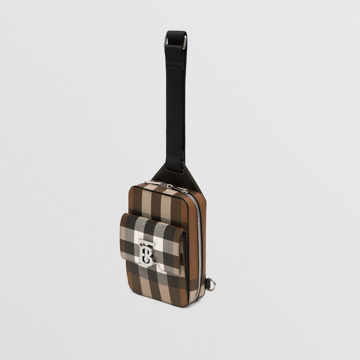 Monogram Motif Check and Leather Crossbody Bag - 4