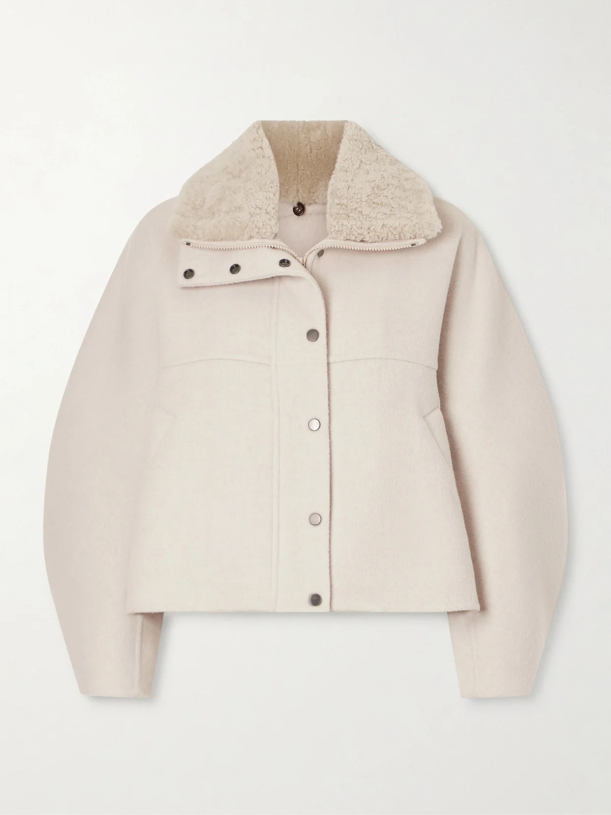 Shearling-trimmed Wool And Cashmere-blend Jacket - 1