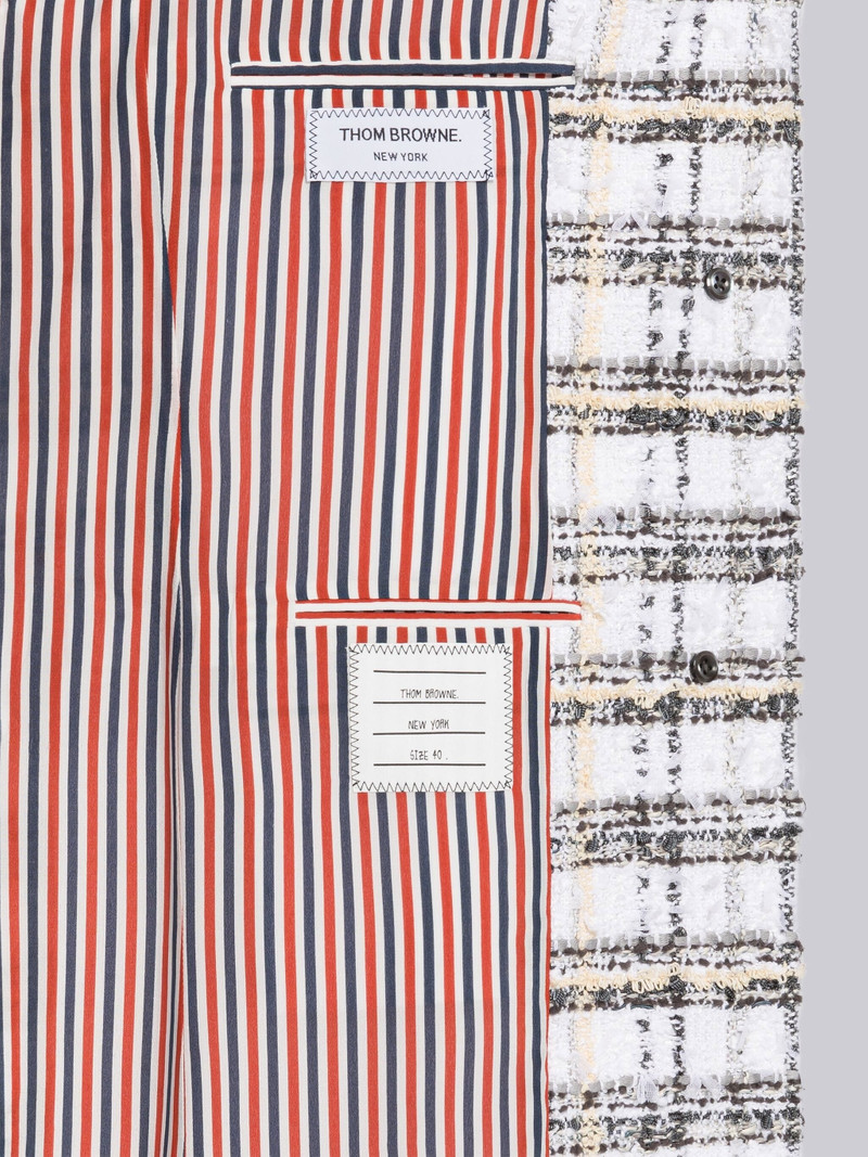 Plaid Ribbon Tweed High Armhole Chesterfield Coat 6