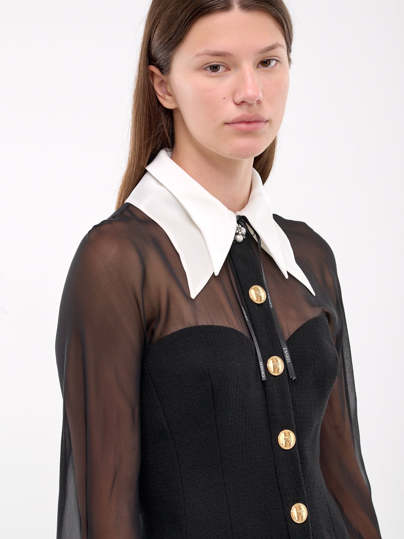 Contrast Collar Bustier Mini Dress - 4