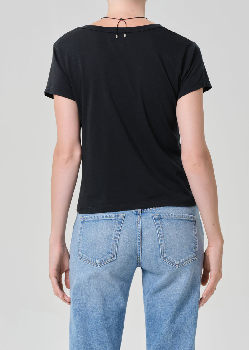 Hara V Neck Tee In Washed Black 3