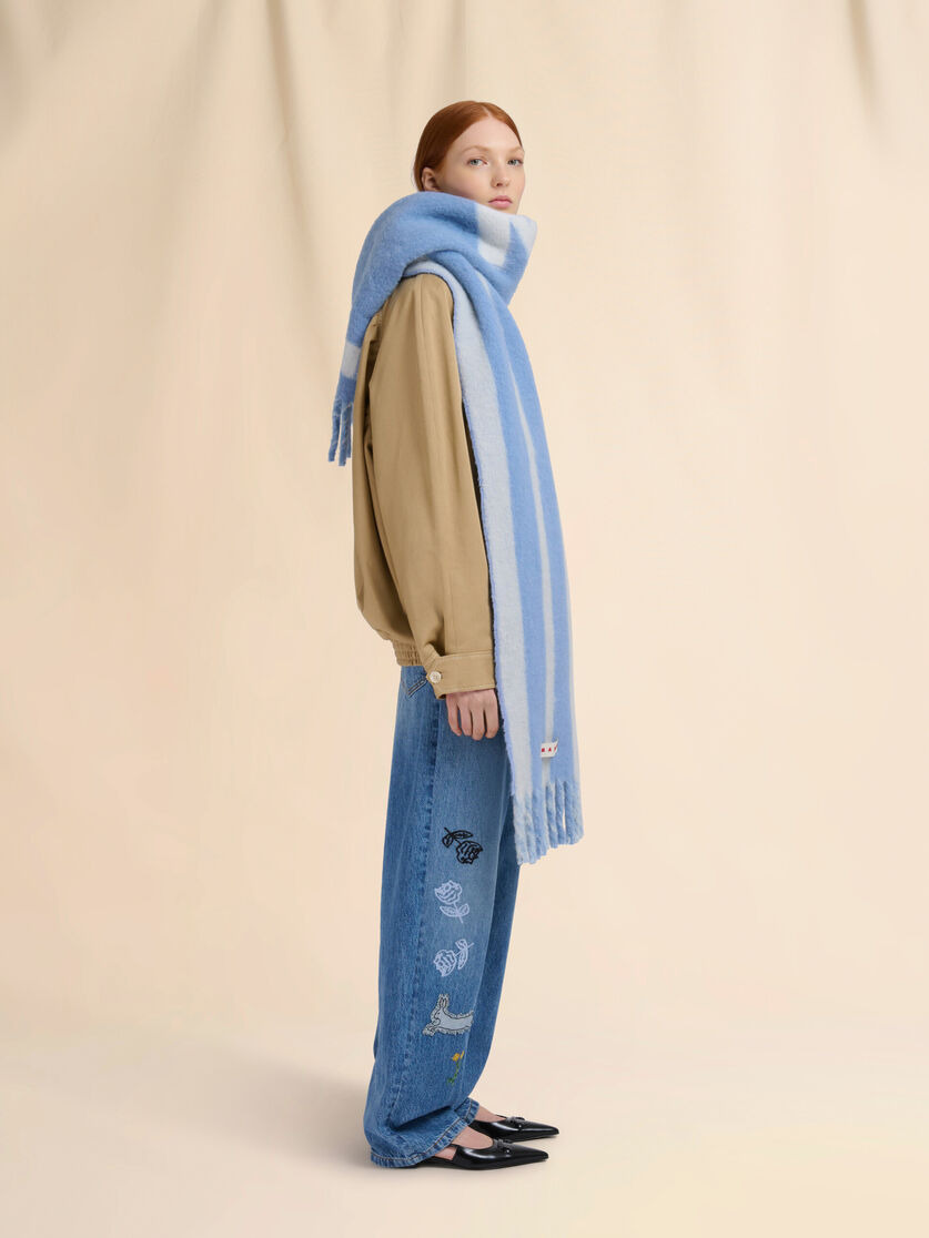 BLUE STRIPED ALPACA SCARF - 2