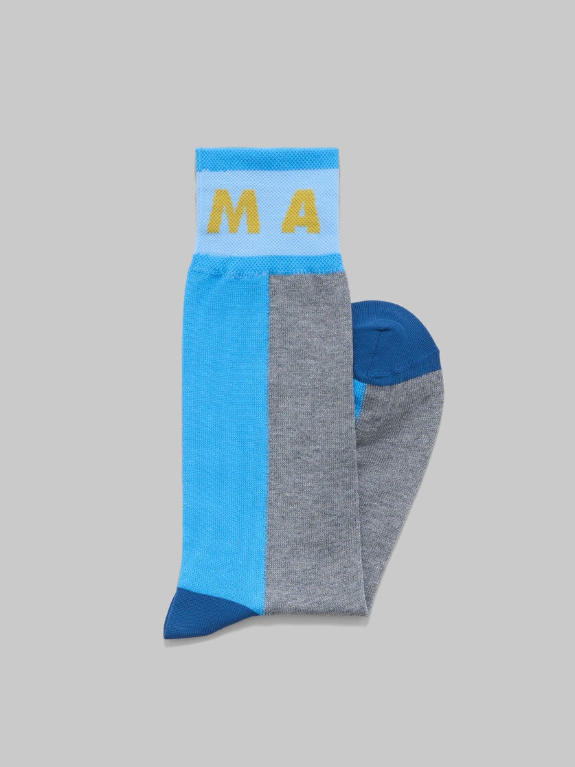 GREY COLOUR-BLOCK COTTON SOCKS - 2