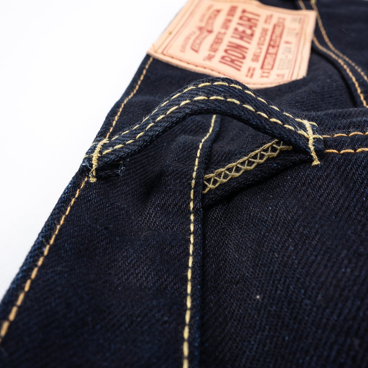 IH-666S-142ib-c 14oz Selvedge Denim Slim Straight Cut Jeans - Indigo/Black - 8