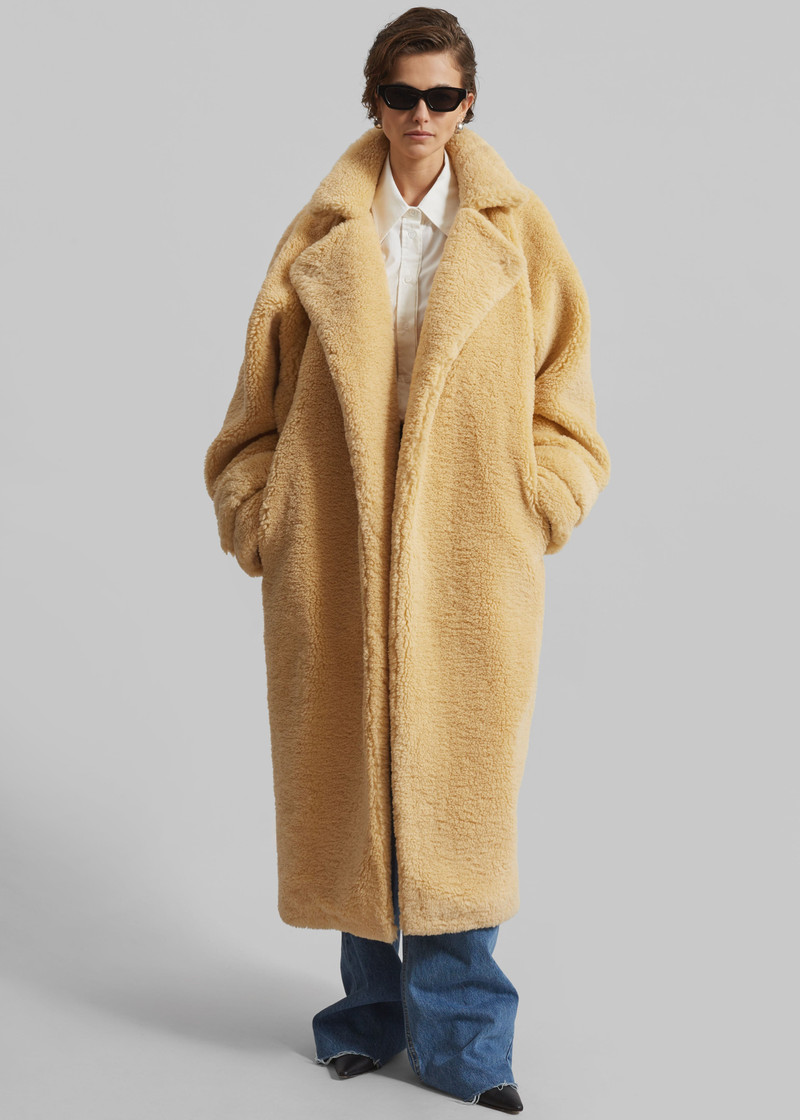 Gresham Faux Shearling Robe Coat - Yellow 8