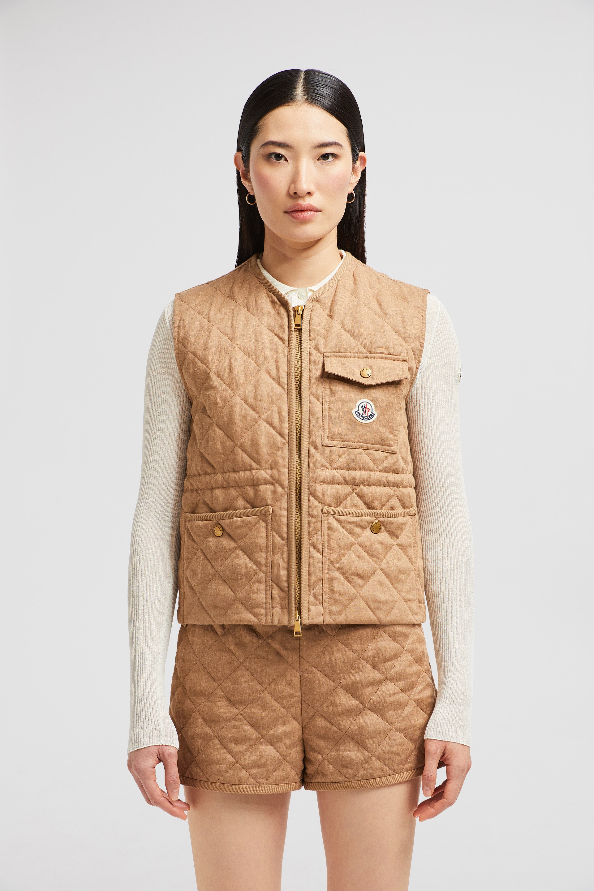 Vigny Diamond-Quilted Padded Linen Vest - 3