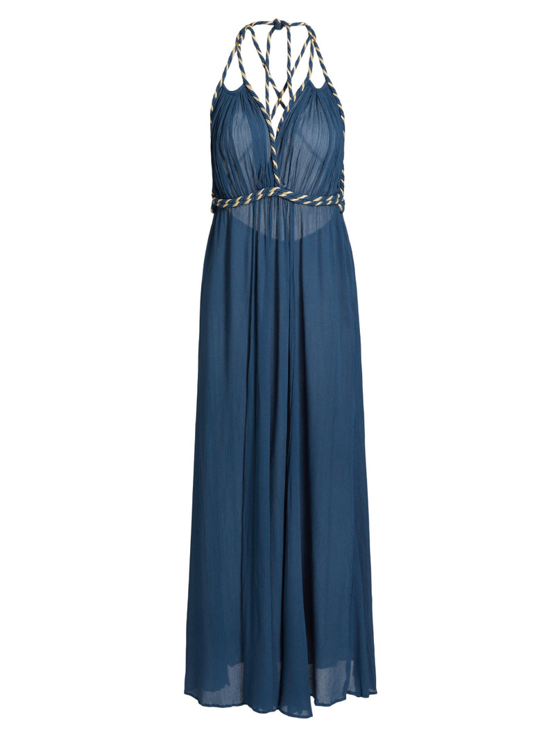 Women's Collette Open-Back Maxi Dress - Dusty Blue Plain 1