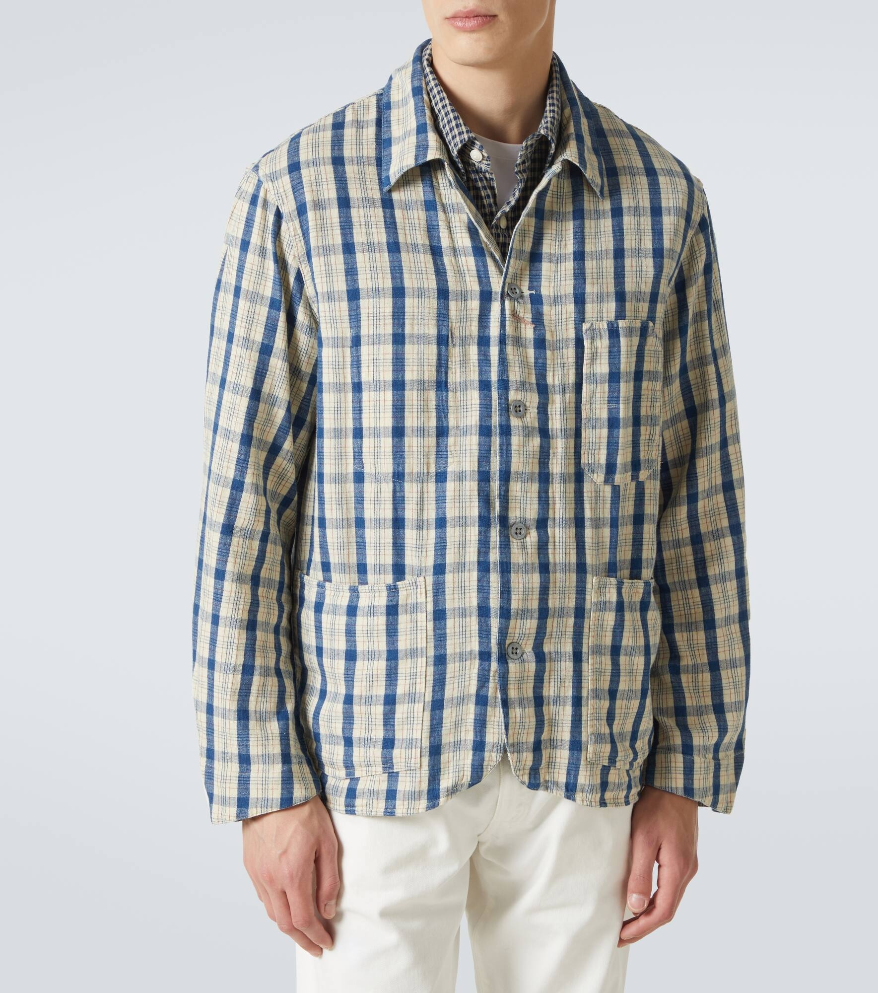 Checked cotton and linen shirt - 3