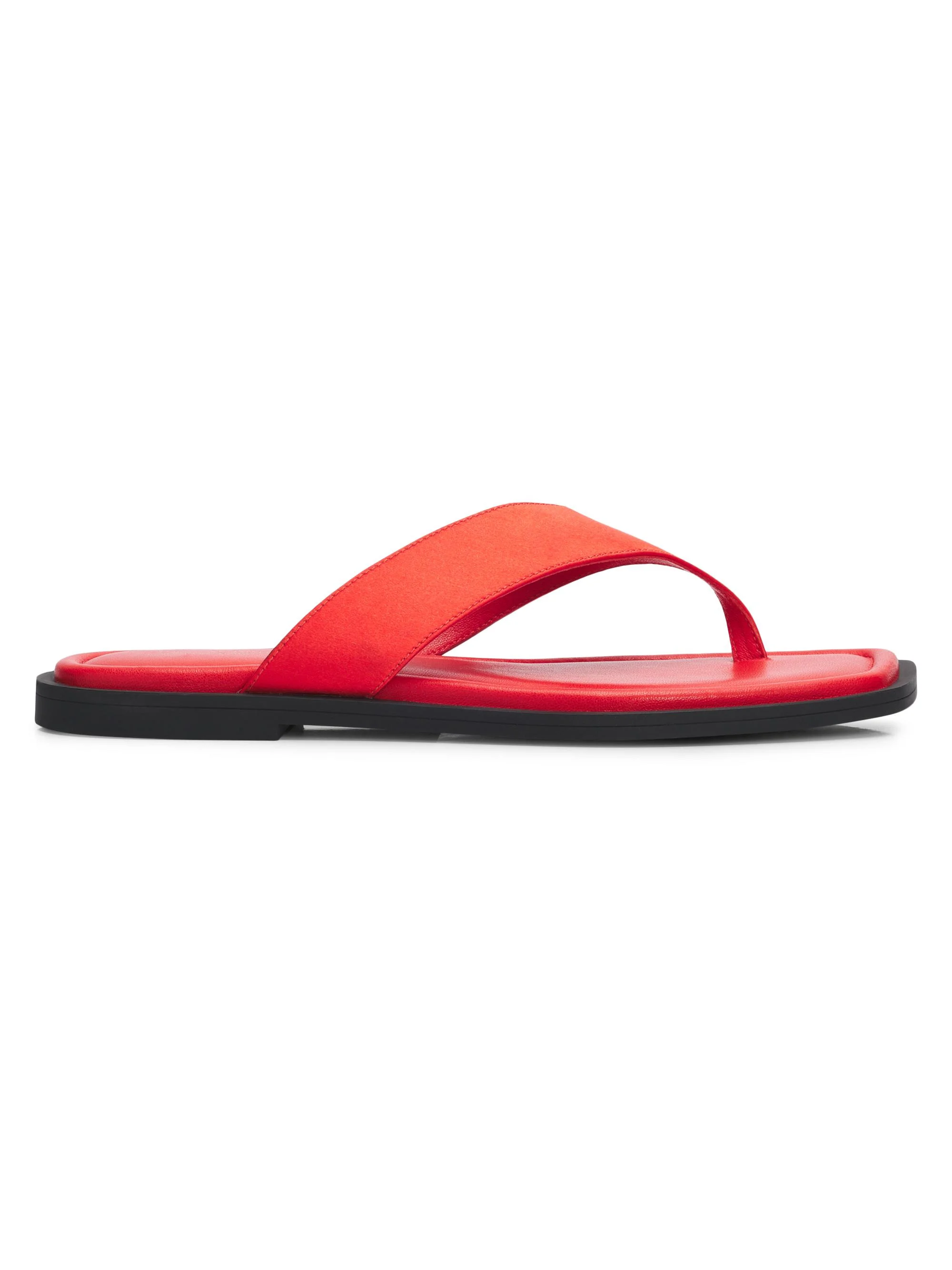 Women's Gracie Cushioned Flat Sandals - Red Satin - 1