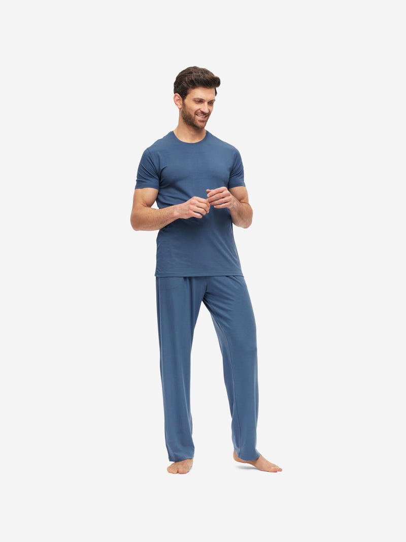 Men's Lounge Trousers Basel Micro Modal Stretch Storm Blue - 3