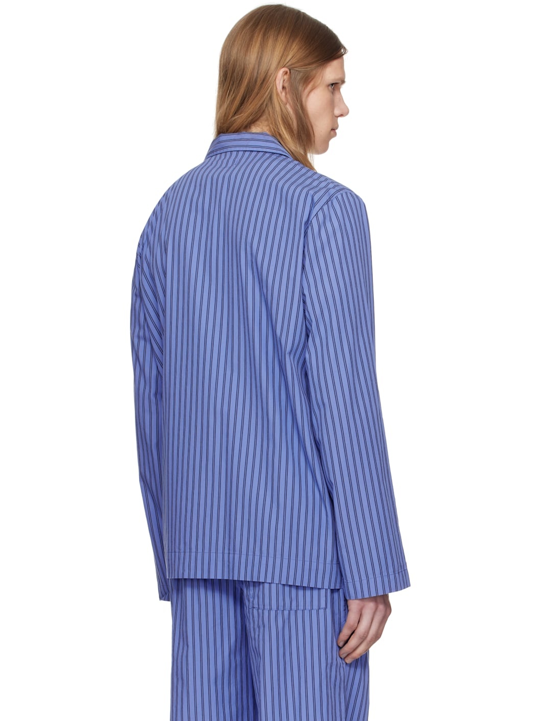 Navy Poplin Long-Sleeved Pyjama Shirt - 3