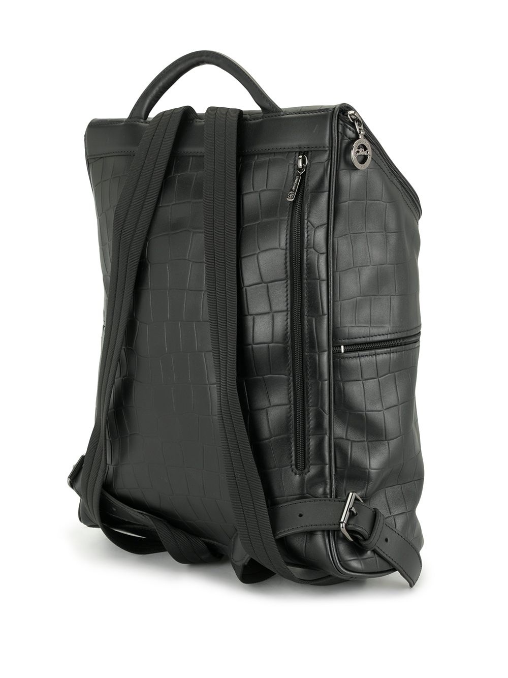 crocodile-effect leather backpack - 3