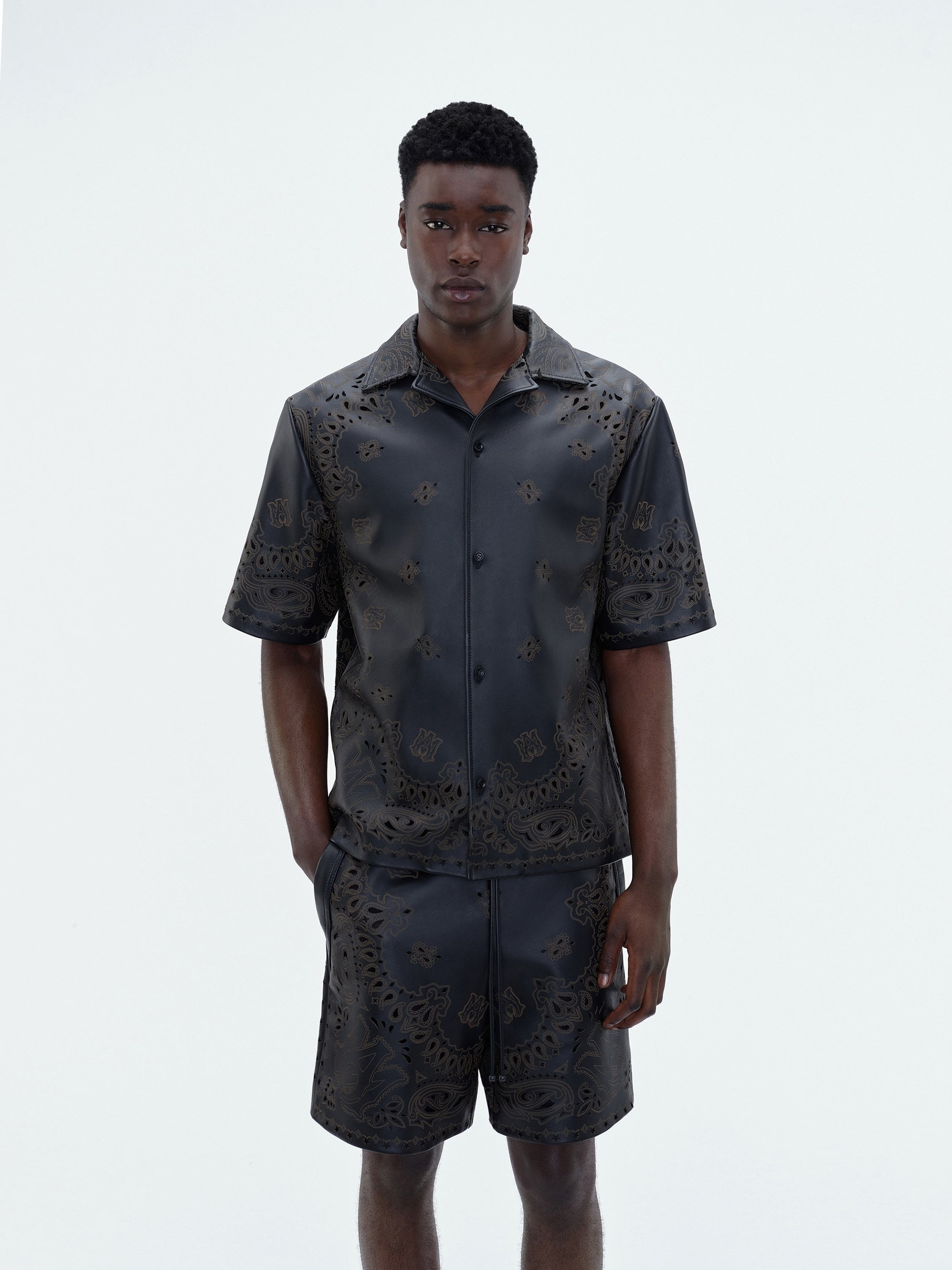 LEATHER BANDANA SHORT SLEEVE SHIRT - 3