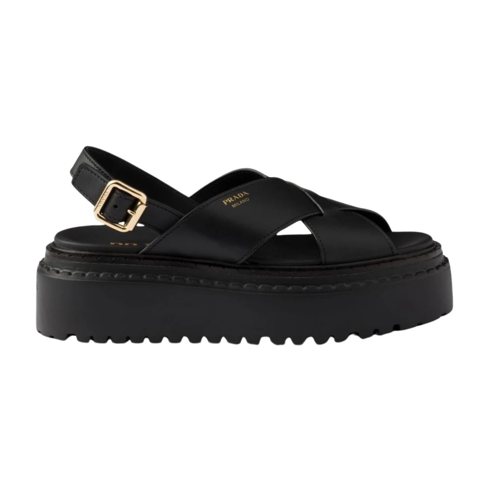 BLACK HEELED SANDALS WITH BUCKLE DETAIL - 1