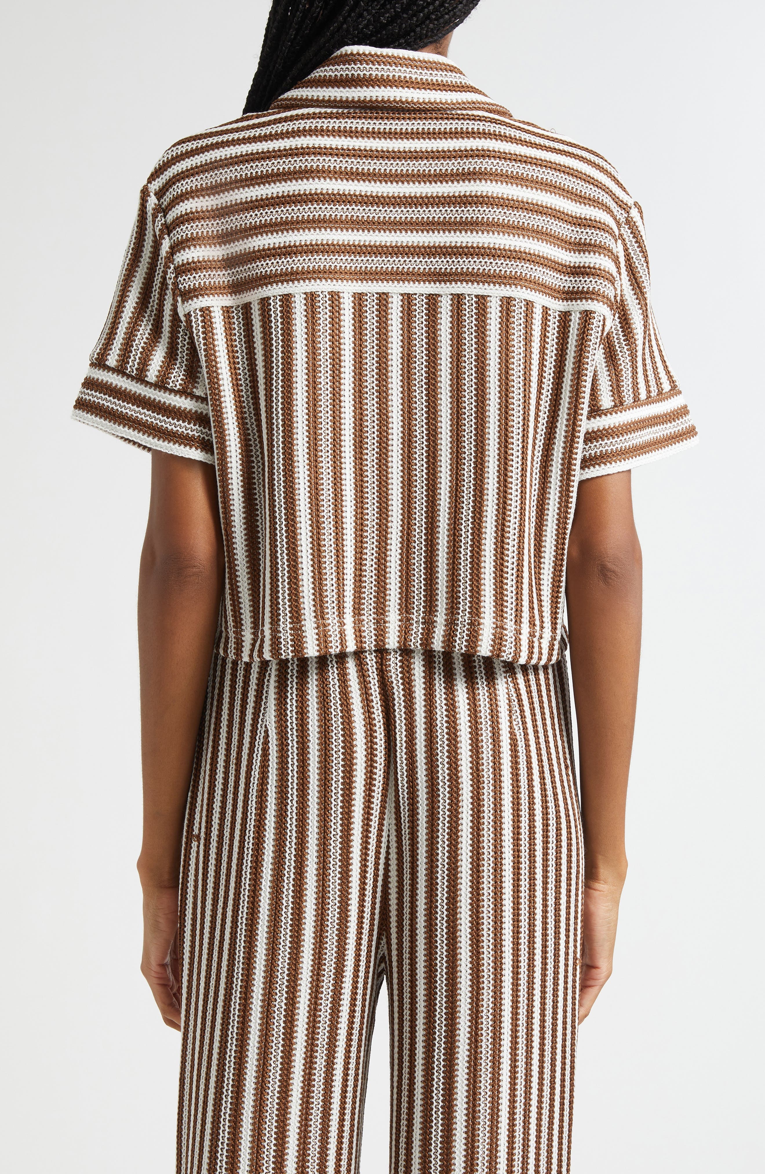 Veronica Beard Bouvier Knit Shirt in White Brown at Nordstrom - 2