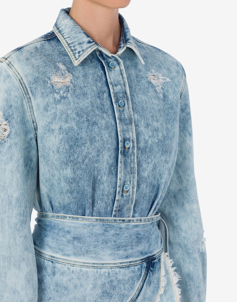 BLUE DENIM DRESS WITH TRAIN 4