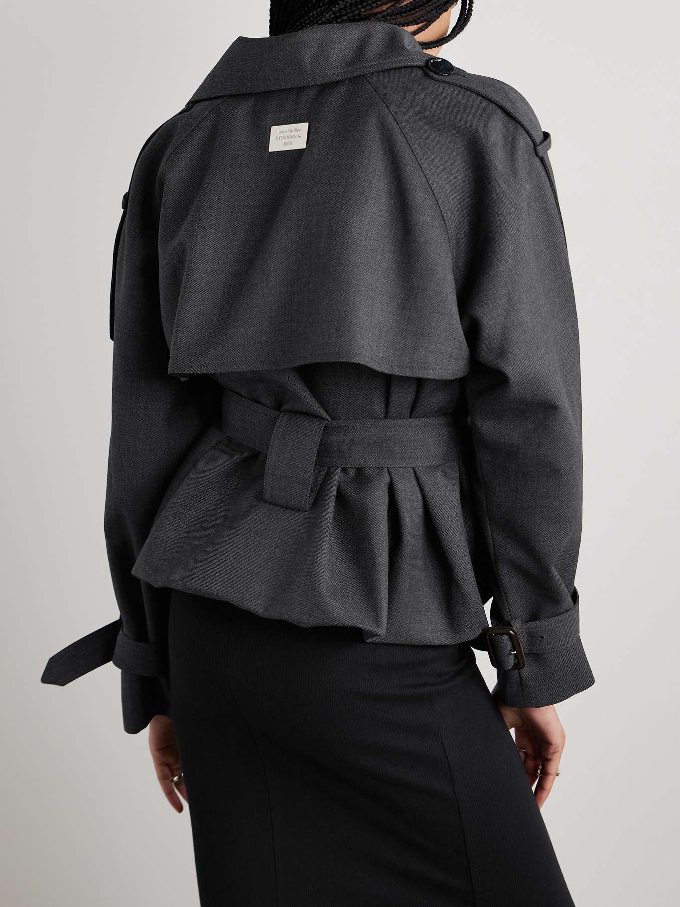 Belted double-breasted woven jacket - 4
