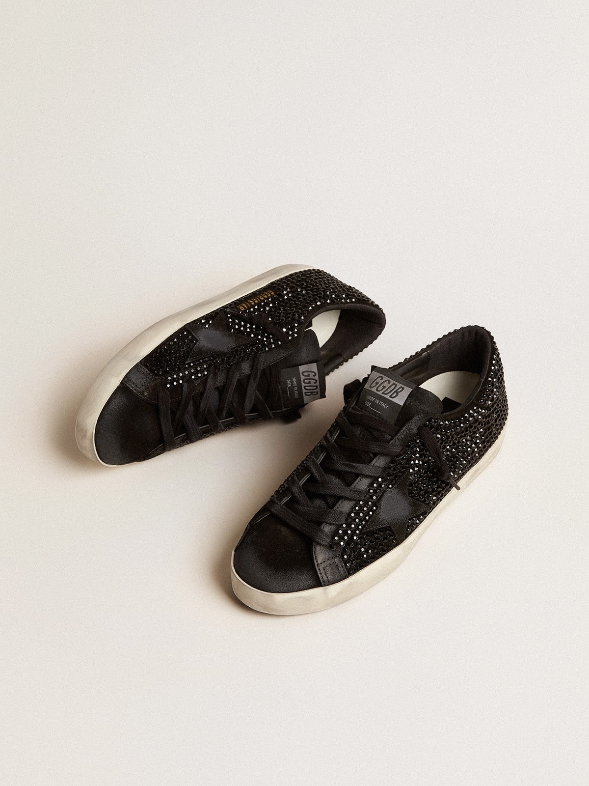 Super-Star in black suede with Swarovski crystals and black suede star - 2