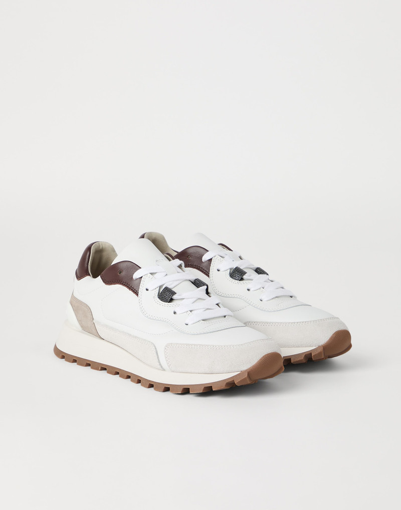 Calfskin and suede runners with shiny details 1