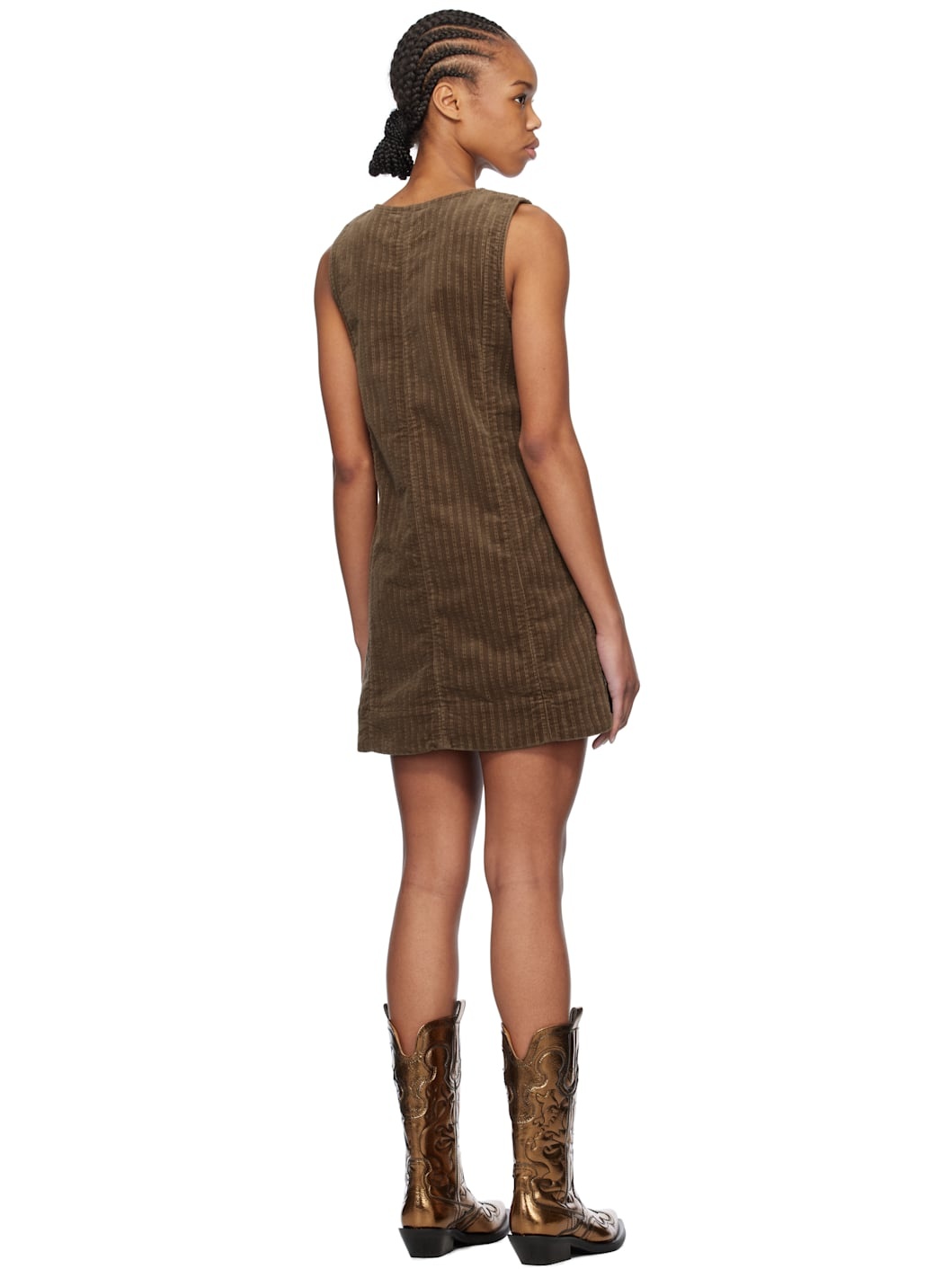 Brown Corduroy Minidress - 3