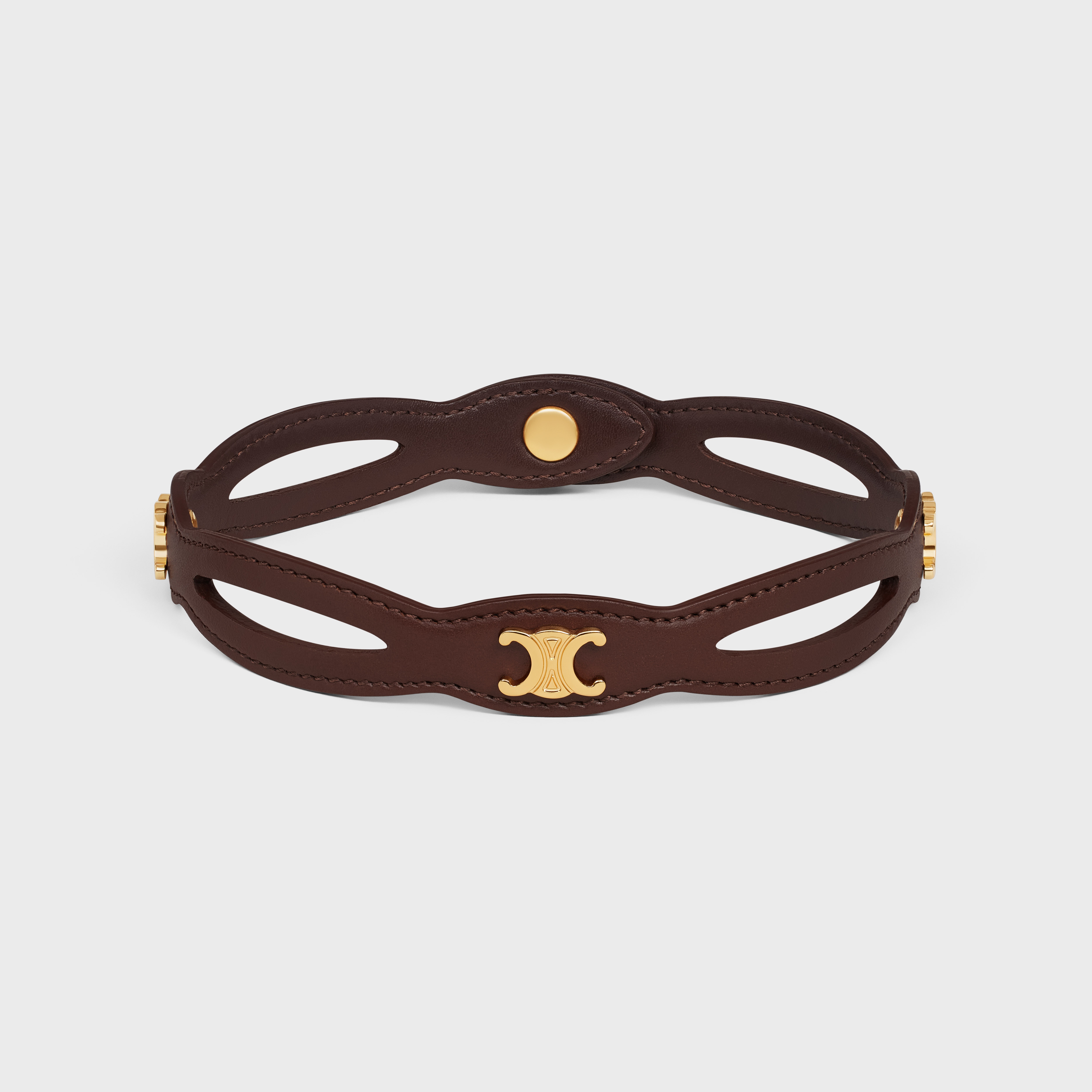 Les Cuirs Celine Leather Choker in Calfskin and Brass with Gold Finish - 1