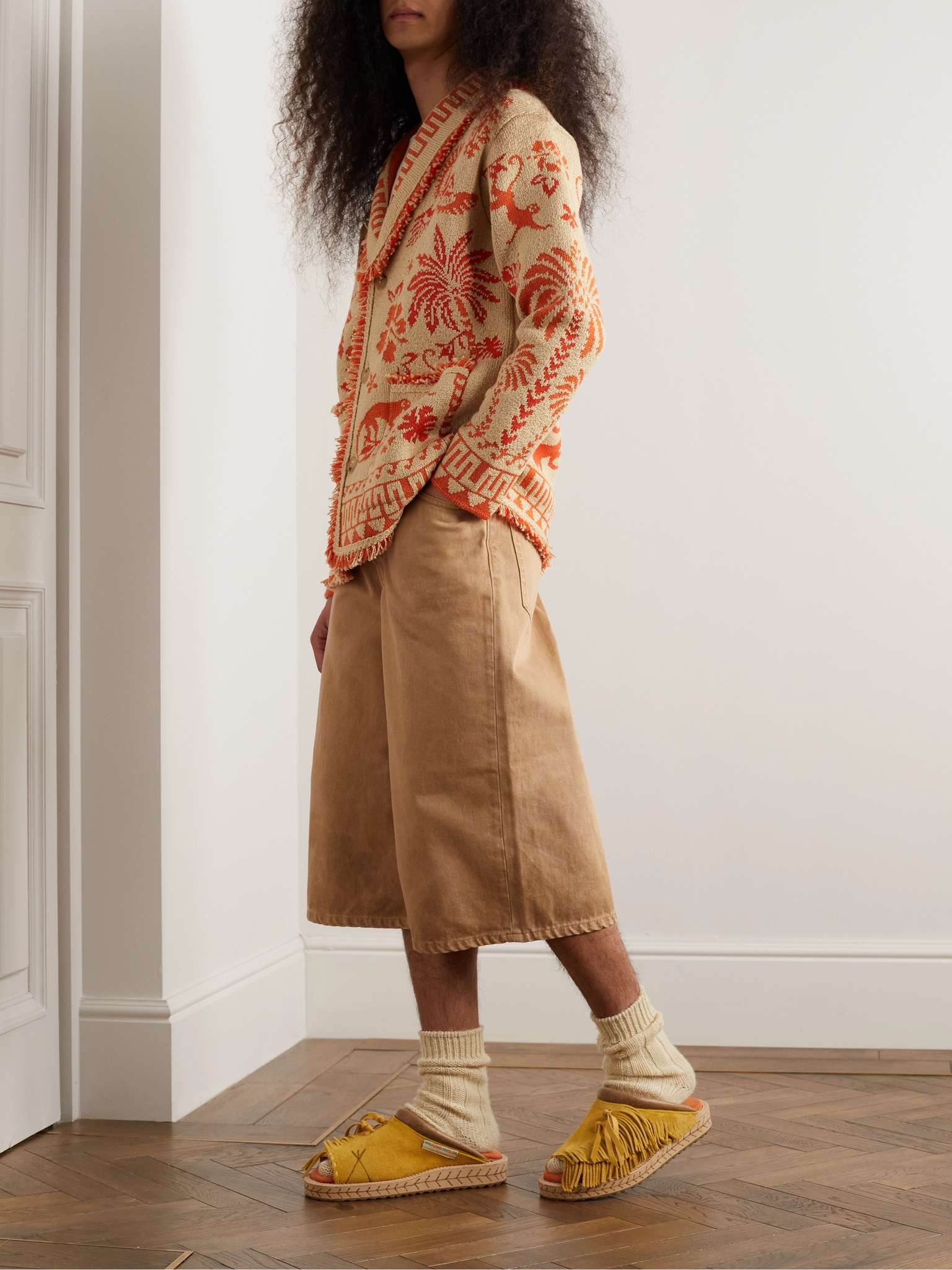 Explosion of Nature Fringed Wool and Cotton-Blend Jacquard Cardigan - 2