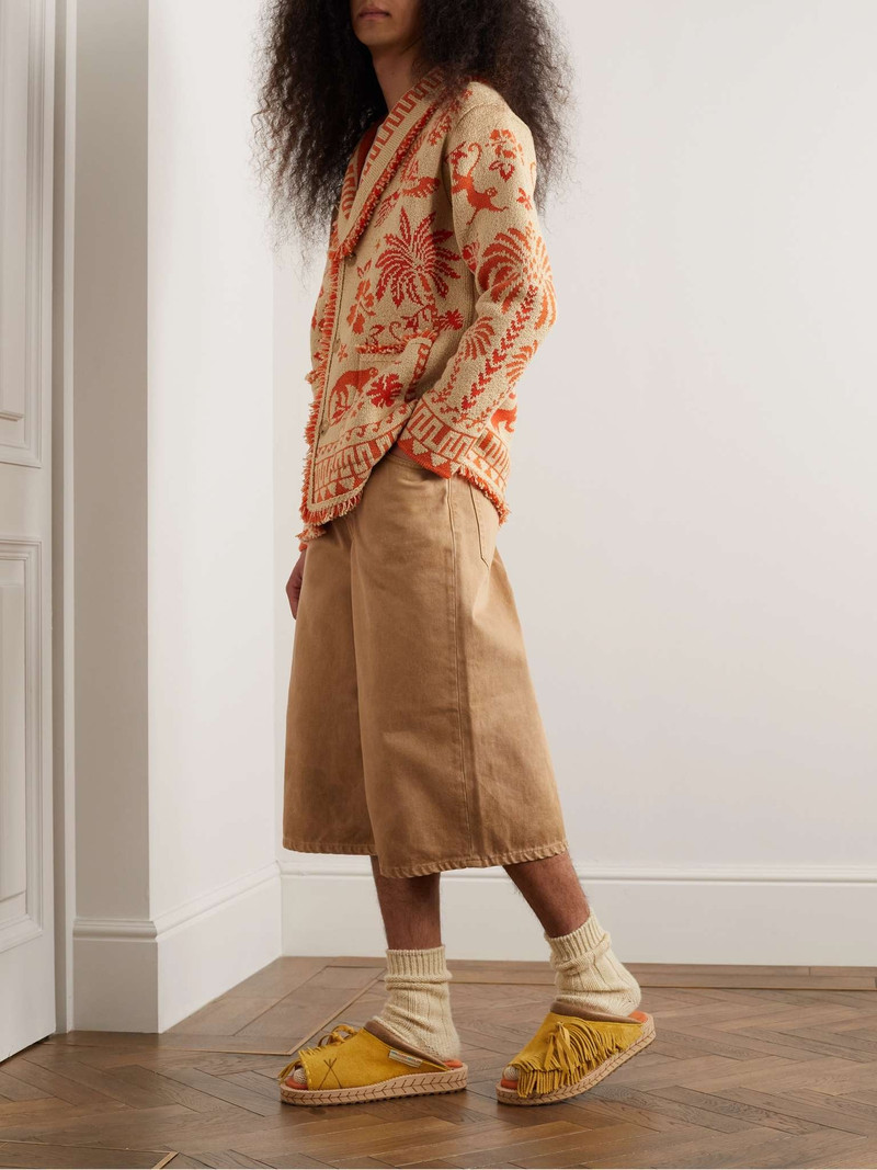 Alanui Explosion of Nature Fringed Wool and Cotton-Blend Jacquard Cardigan outlook