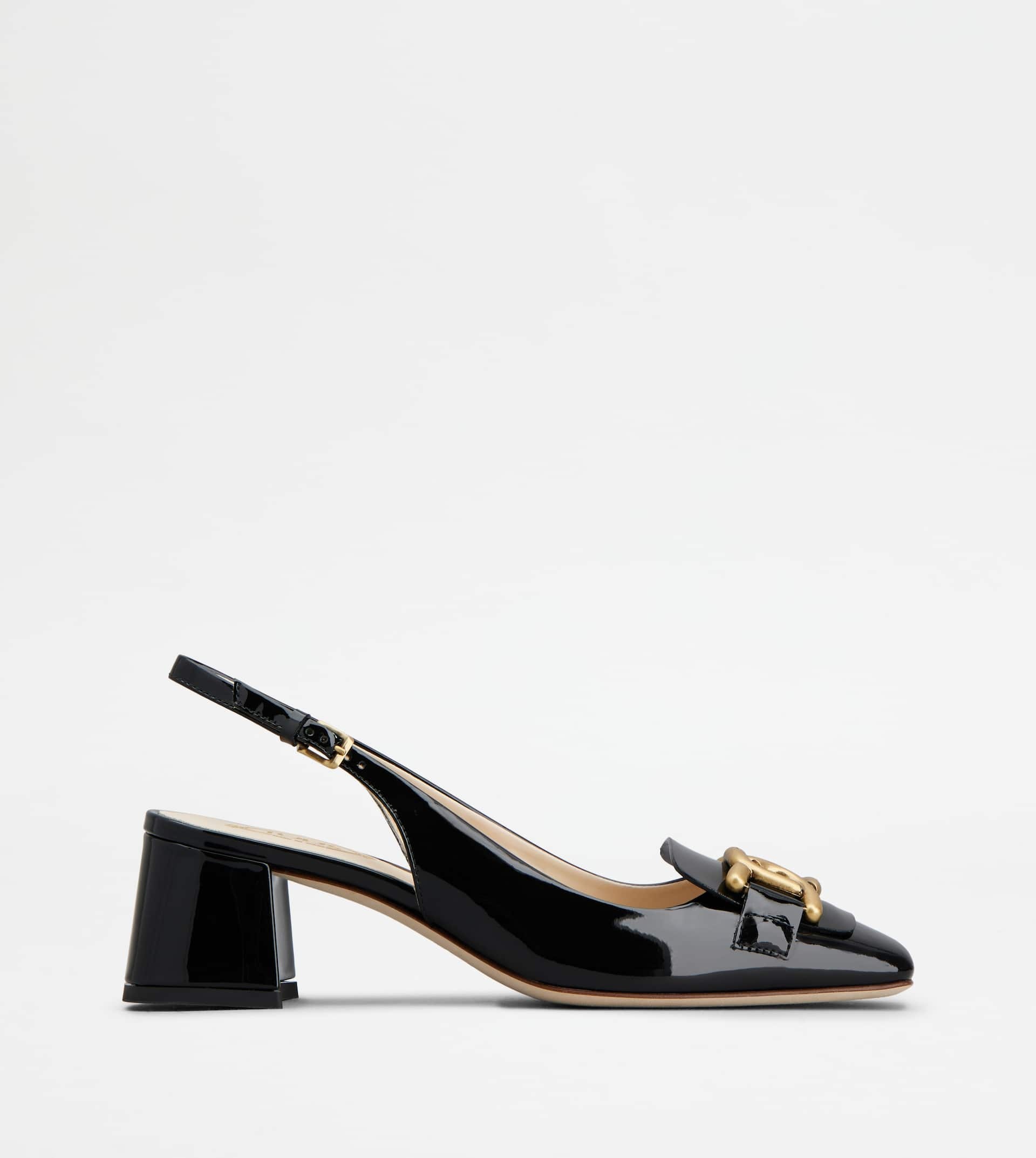 Tod's KATE SLINGBACK PUMPS IN PATENT LEATHER - BLACK | REVERSIBLE