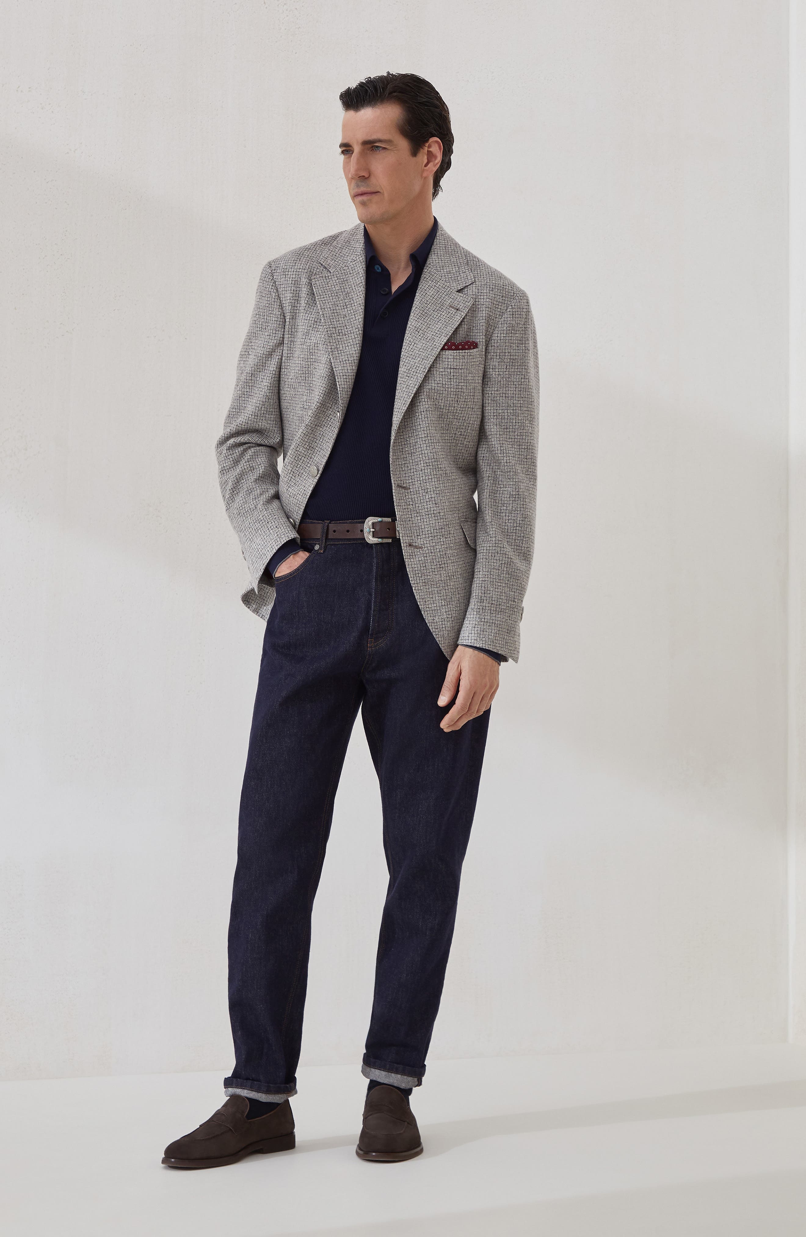 Brunello Cucinelli Polo-style sweater in Navy Blue at Nordstrom - 6