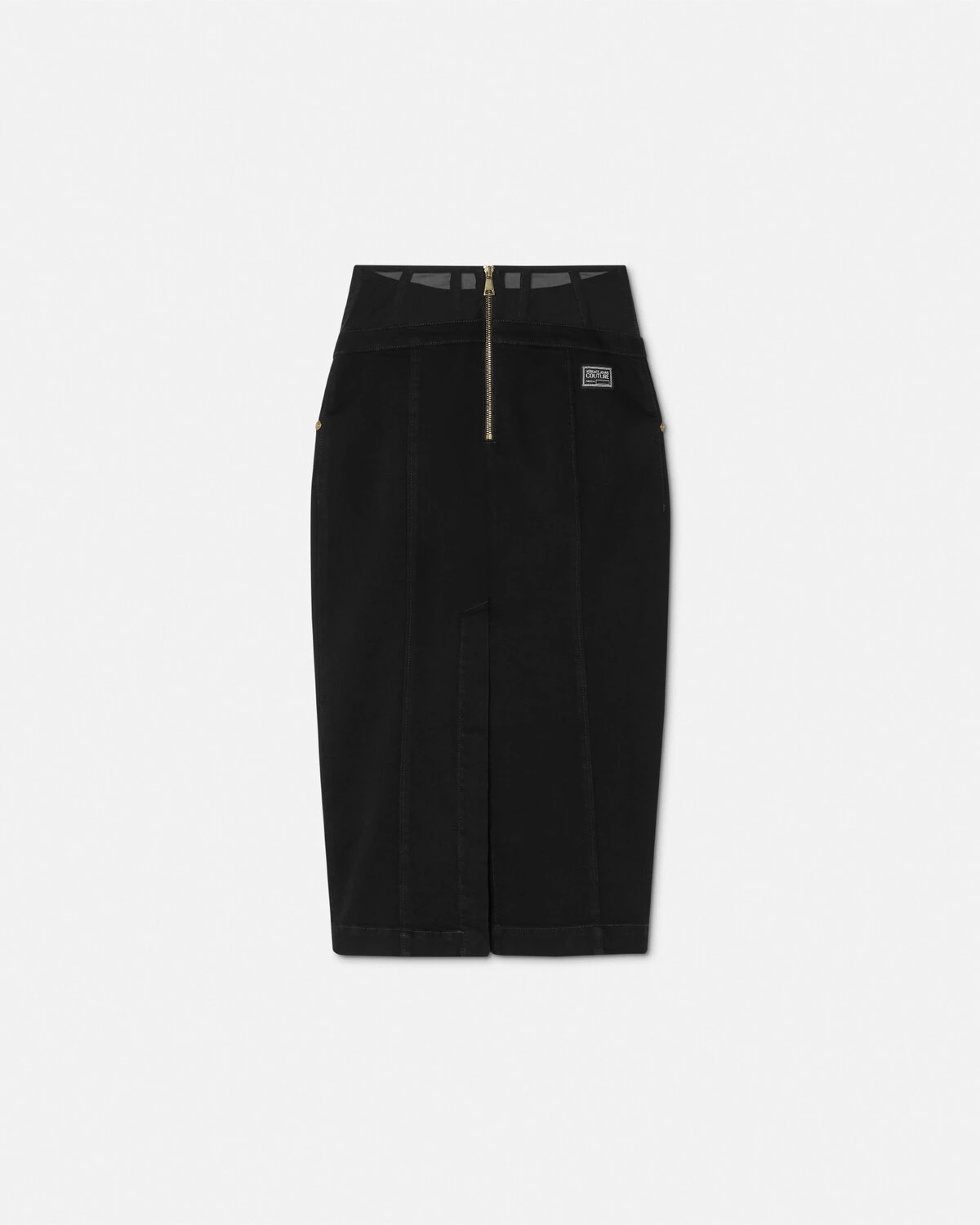 Baroque Buckle Denim Midi Skirt - 3