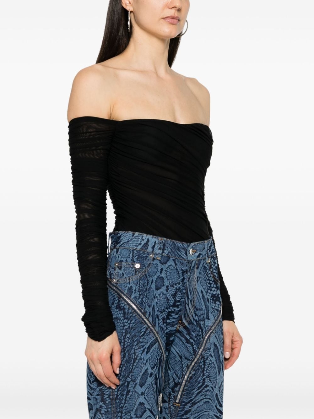 off-shoulder mesh bodysuit - 3