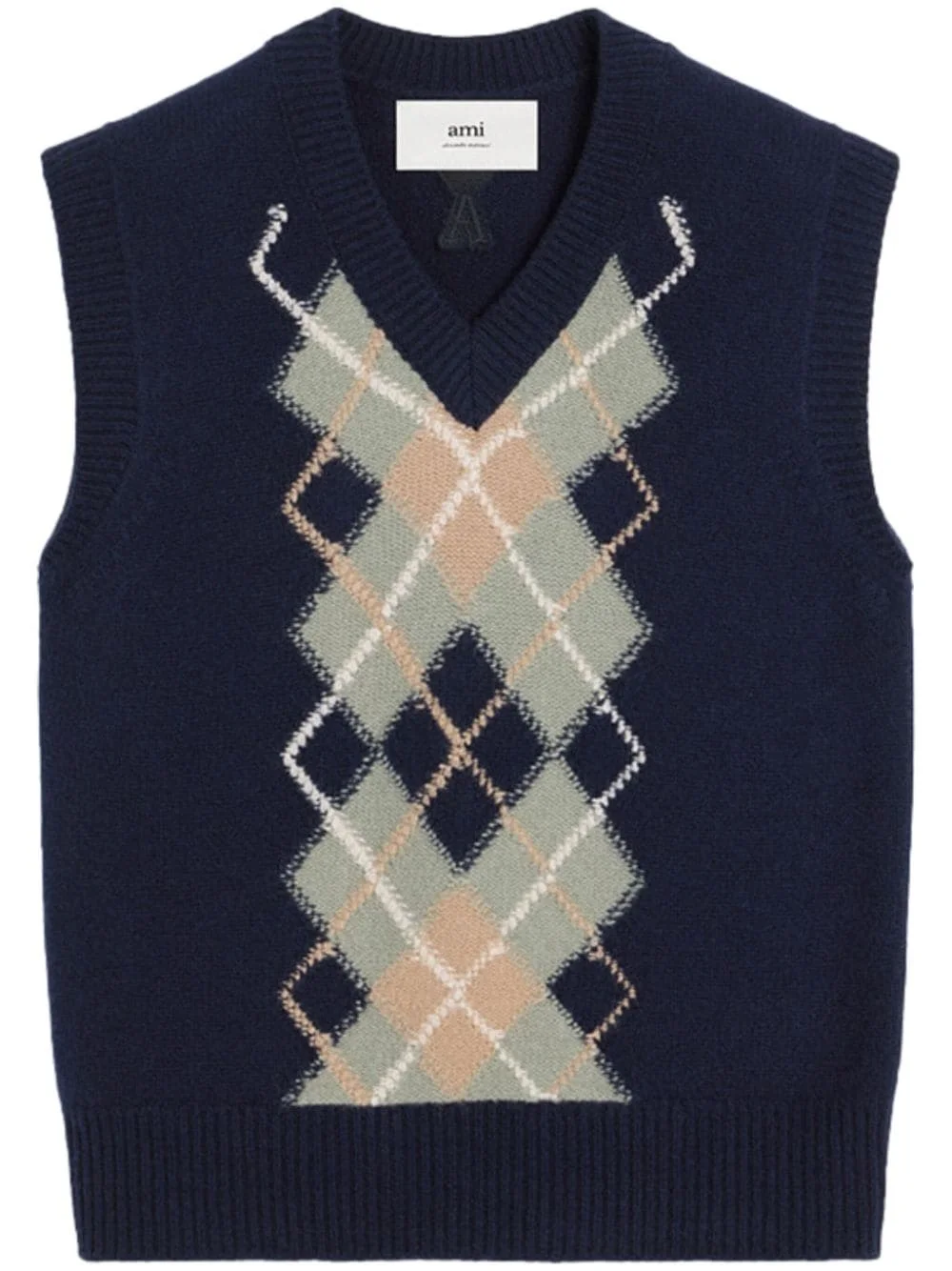 argyle wool-cashmere blend sleevless jumper - 1