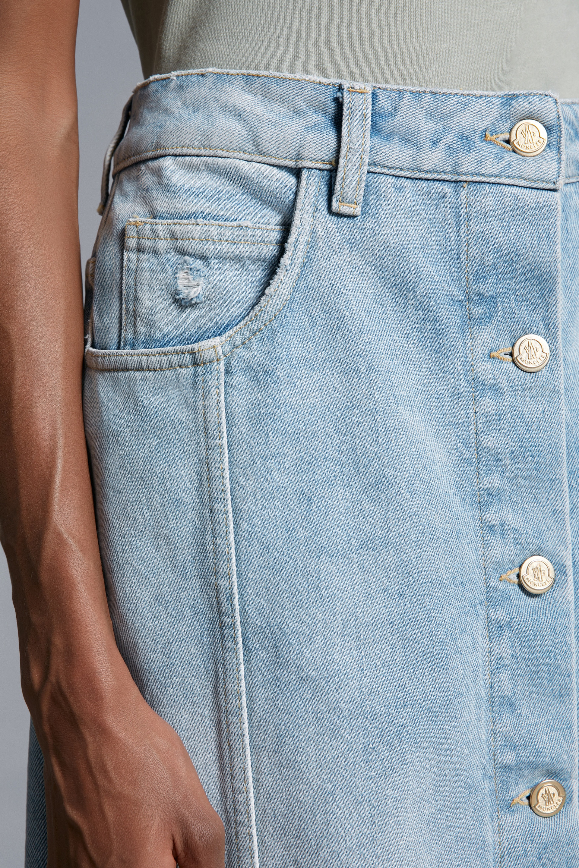 Denim Midi Skirt - 4