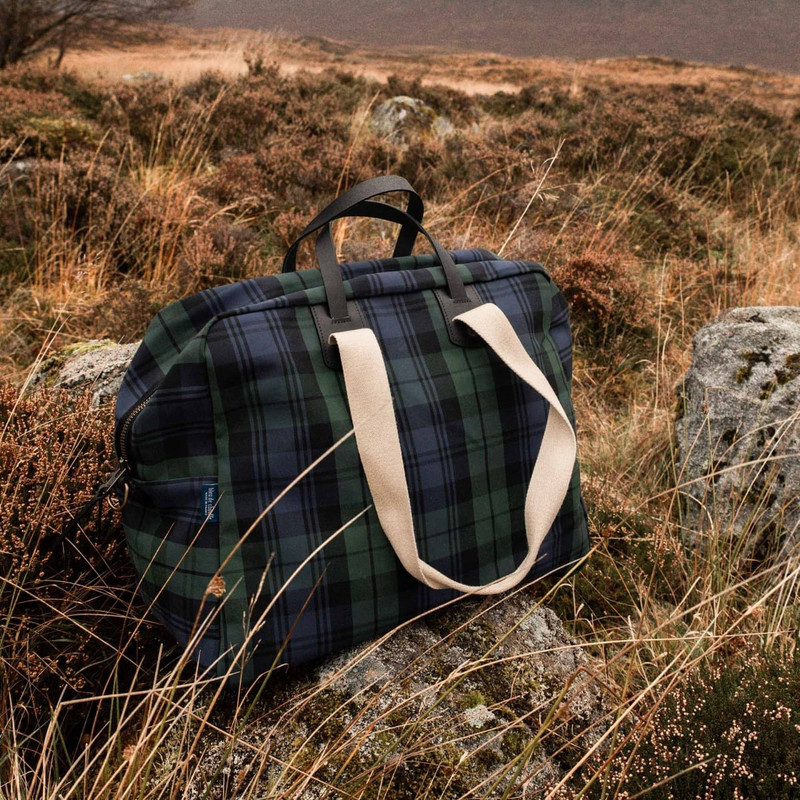MISSAK AVIATOR TRAVEL BAG - TARTAN NAVY BLUE 4
