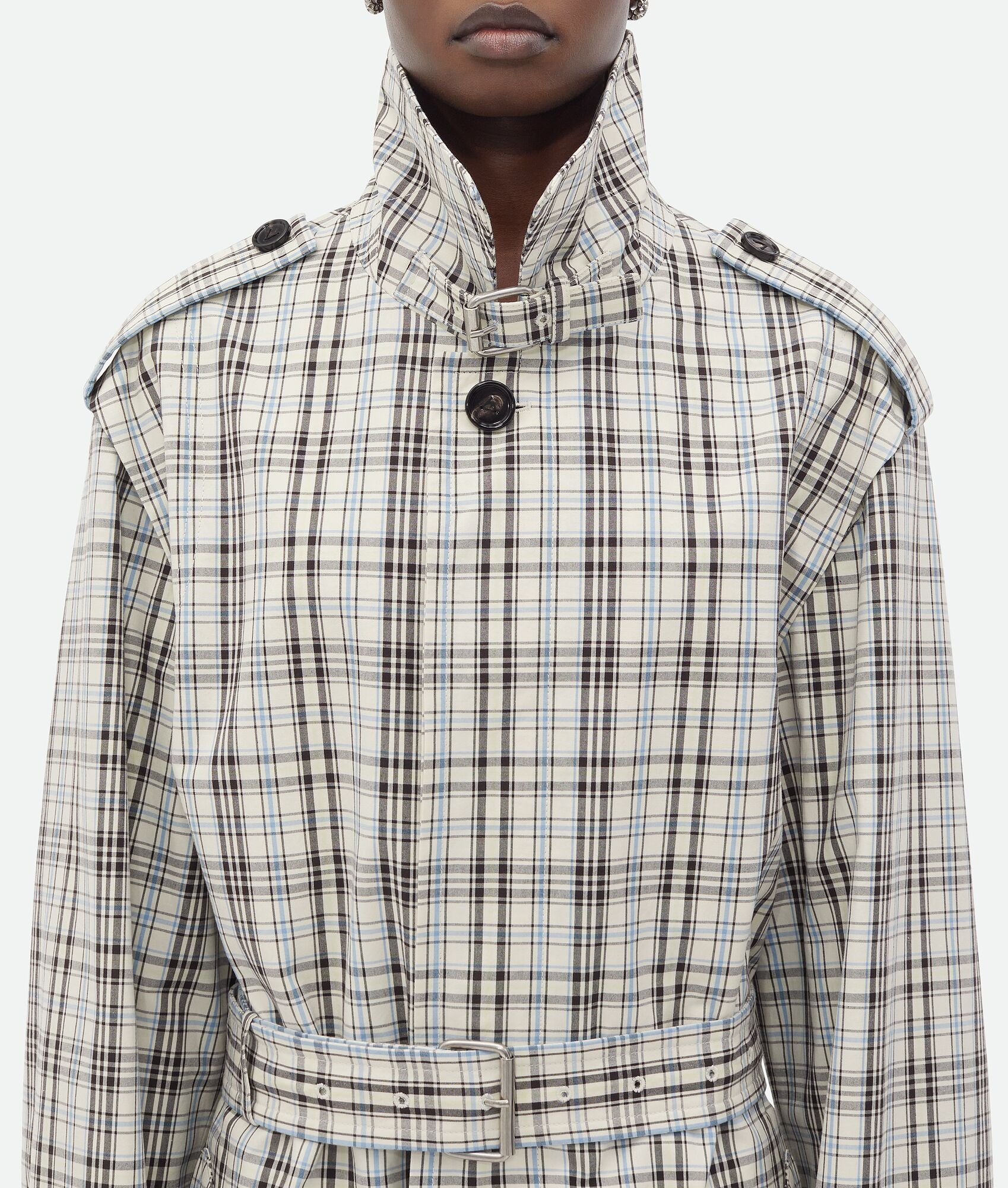 Checked Cotton Trench Coat - 6