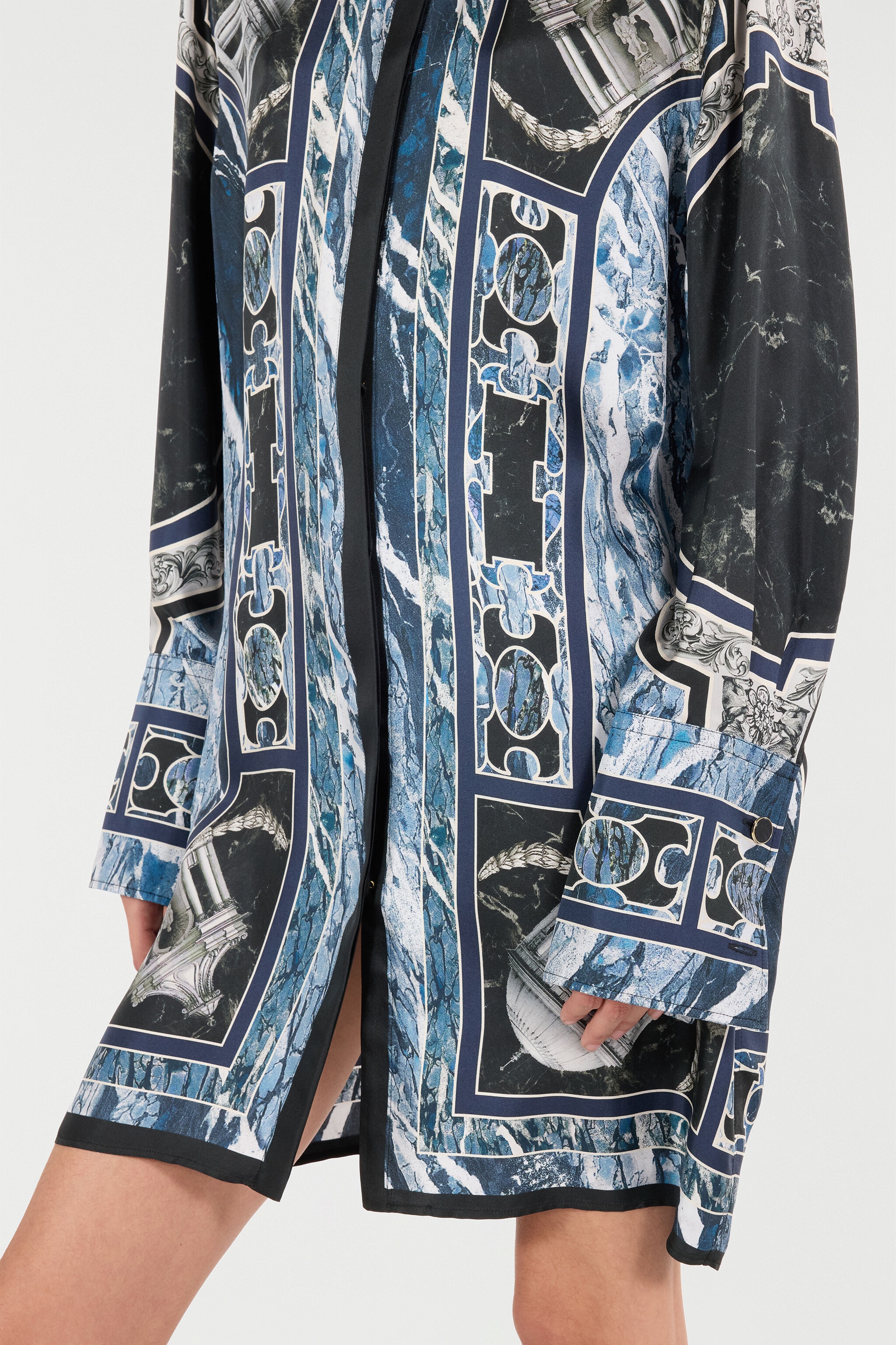 Short Silk Dress With Marble Print - 7