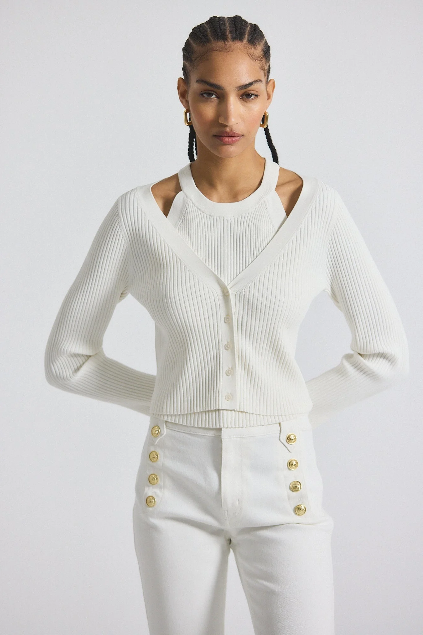LONNIE VISCOSE KNIT LAYERED CARDIGAN - 1