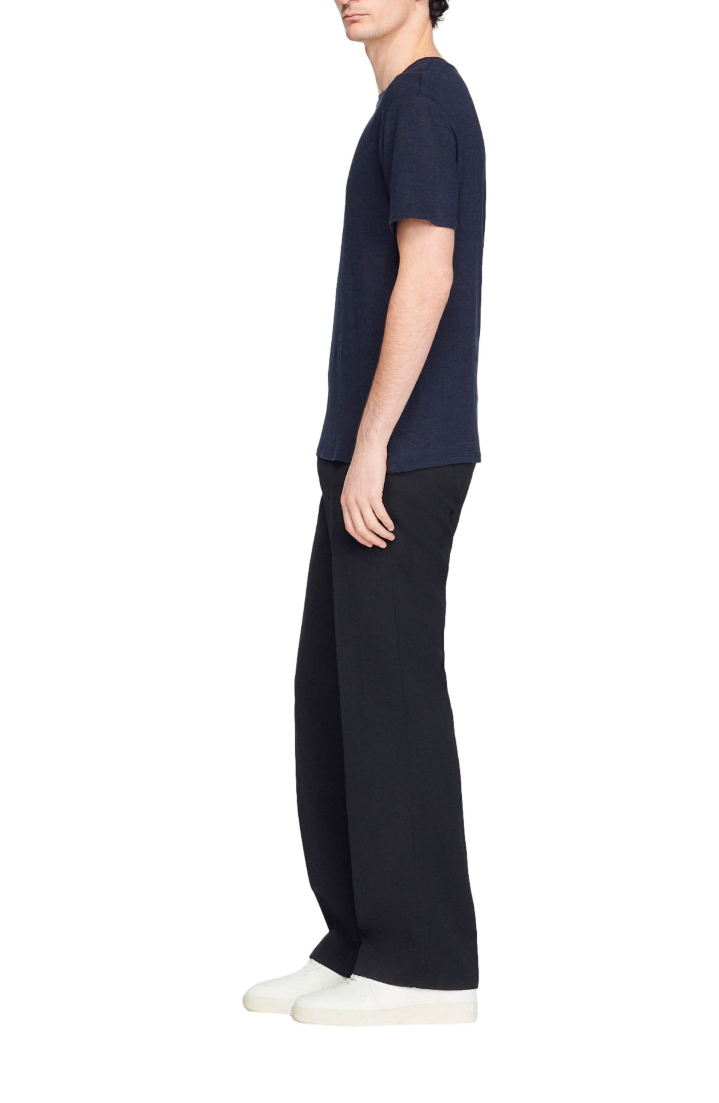 SANDRO Certified linen T-shirt in Navy Blue at Nordstrom - 3